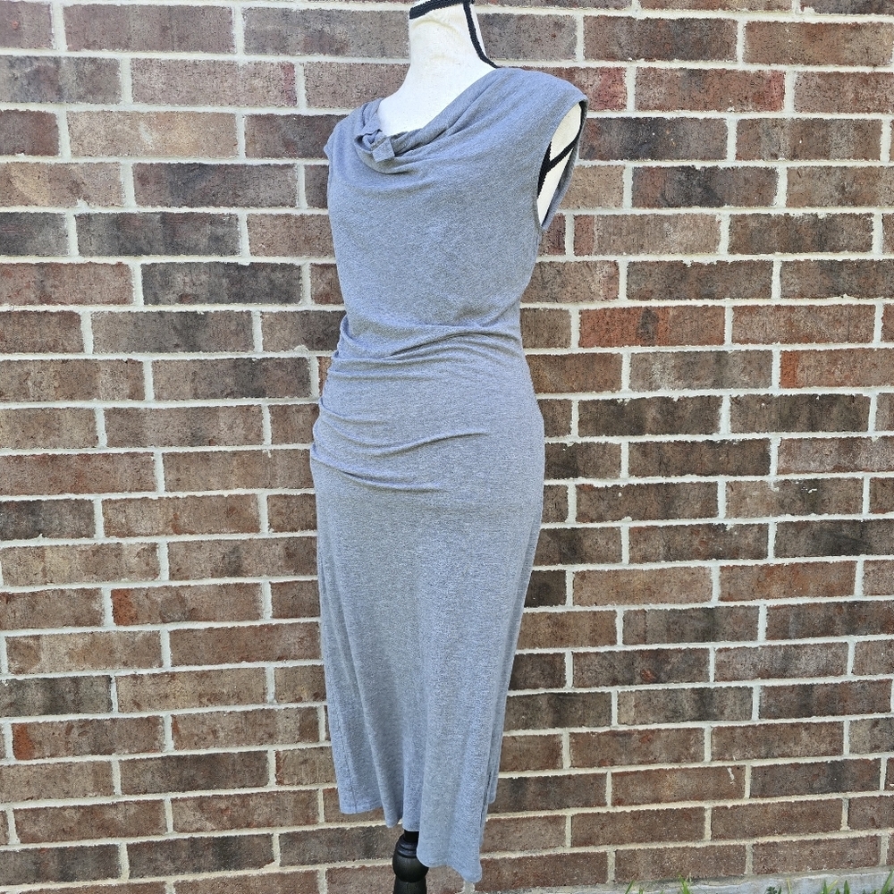 Halston Gray Sleeveless Cowl Neck Dress